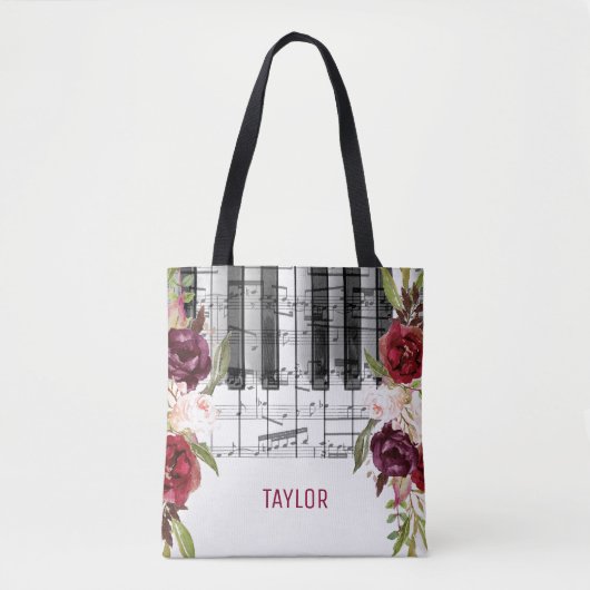 Tote Bag décoration florale marsala (Devant)