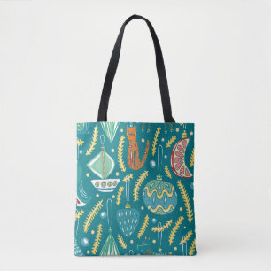 Tote Bag Décorations de Noël sans couture motif. Bright col