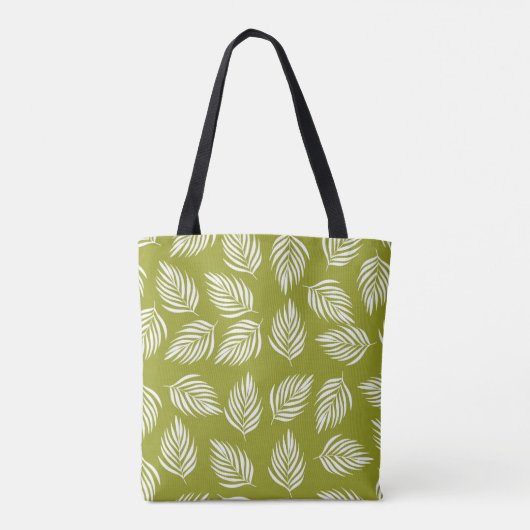 Tote Bag Decorative Lime Green Leaves Pattern (Dos)