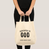 TOTE BAG DÉDIÉ À DIEU COOL PERSONNALISABLE NOIR TEXTE (Devant (produit))