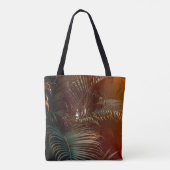 Tote Bag Deep dark green palm leaves pattern with bright or (Dos)