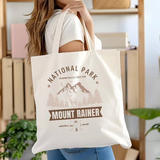 Tote Bag Deer & Mountain Scene – Mount Rainer