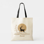 Tote Bag Deer Winter Moon Moderne Nom personnalisé (Dos)