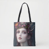 Tote Bag Déesse de l'Imaginaire d'hiver Portrait floral (Devant)