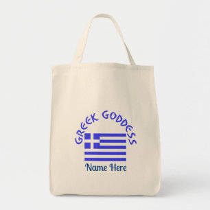 Tote Bag Déesse grecque et drapeau de la Grèce personnalisé