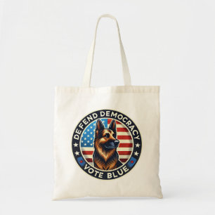 Tote Bag Défendre la démocratie - Vote Blue - Berger allema