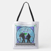 Tote Bag Défilé d'éléphants dans Aqua (Dos)