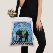 Tote Bag Défilé d'éléphants dans Aqua (De près)