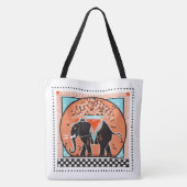 Tote Bag Défilé d'éléphants en orange (Dos)