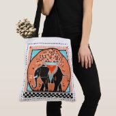 Tote Bag Défilé d'éléphants en orange (De près)