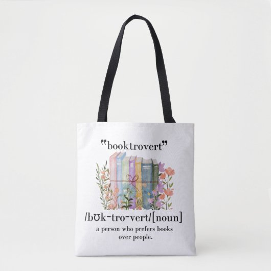 Tote Bag Définition de "Booktrovert" (Devant)