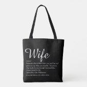 Tote Bag Définition de femme Script moderne noir et blanc (Dos)