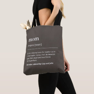 Tote Bag Définition de maman avec enfants noms taupe modern