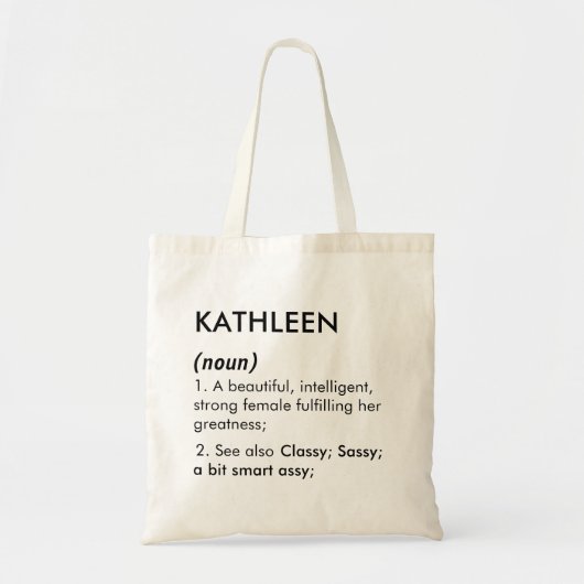 Tote Bag Définition de nom Kathleen modifiable, nom personn (Devant)