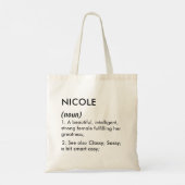 Tote Bag Définition de nom Nicole modifiable, nom personnal (Dos)