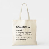 Tote Bag Définition de nom Samantha modifiable, nom personn (Dos)