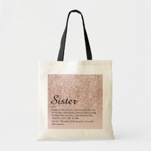 Tote Bag Définition de Sœur Paillettes Or Rose