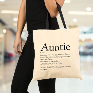 Tote Bag Définition de Tante Citation Noir et Blanc