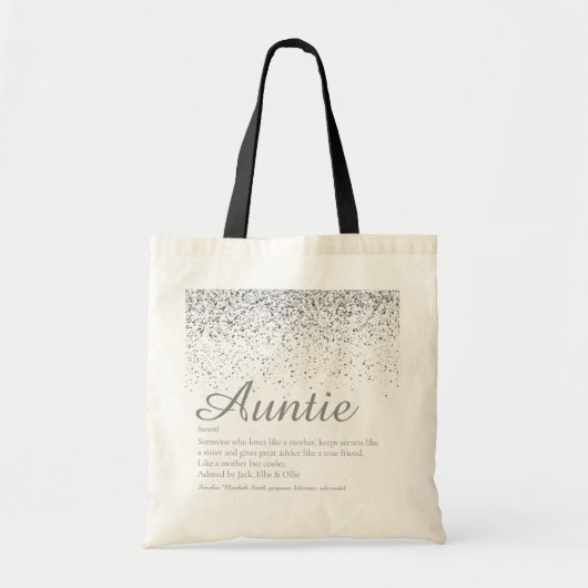 Tote Bag Définition de Tante Glam Silver Glitter Cool (Devant)