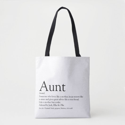 Tote Bag Définition de tante préférée disant moderne (Devant)