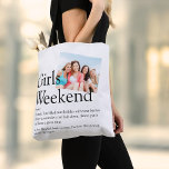 Tote Bag Définition du week-end des filles photographiques<br><div class="desc">Personnalisez avec votre définition d'un week-end parfait pour les filles,  et ajoutez les noms de vos besties et une photo spéciale. Conçu par Thisisnotme©</div>