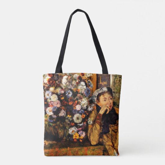 Tote Bag Degas - Une femme assise à côté d'un vase de fleur (Dos)