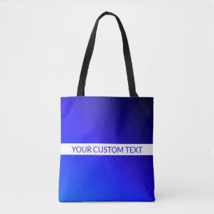 Tote Bag Dégradé bleu et texte modifiable sur bande blanche