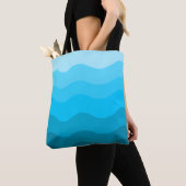 Tote Bag Dégradé des vagues bleues (De près)