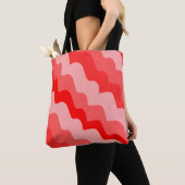 Tote Bag Dégradé des vagues ondulées rouges (De près)