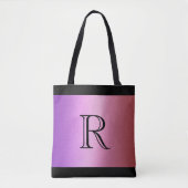 Tote Bag Dégradé Ombre rose violet avec monogramme (Devant)