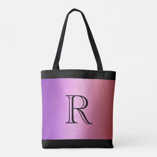 Tote Bag Dégradé Ombre rose violet avec monogramme (Dos)
