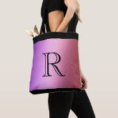 Tote Bag Dégradé Ombre rose violet avec monogramme (De près)