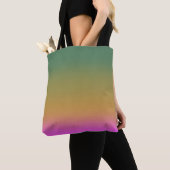 Tote Bag dégradé vert jaune rose tendance (De près)
