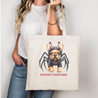 Tote Bag Déguisement d'araignée Frenchie chiot Halloween