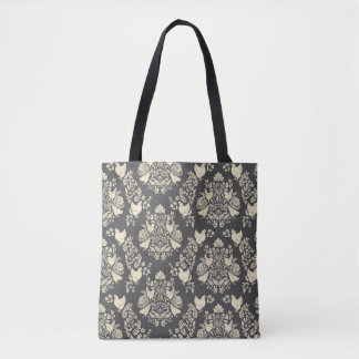 Tote Bag Dégustation de poulet et de fleurs en gris et crèm