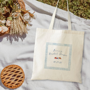 Tote Bag Déjeuner de mariage estival élégant en vichy bleu