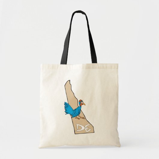 Tote Bag Delaware DE Map & Blue Hen Cartoon Art Motto Fourr (Devant)
