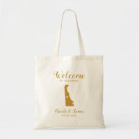 Delaware Map Mariage de bienvenue Sac, Or