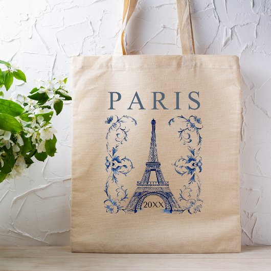 Tote Bag Delft Blue Paris Eiffel Tower
