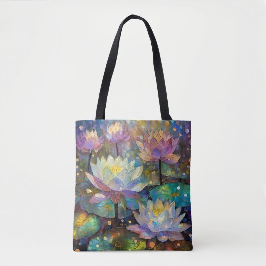 Tote Bag Delicate Lotus Flowers Blossoming in the Snow (Devant)