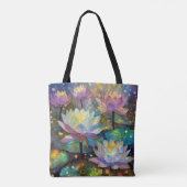 Tote Bag Delicate Lotus Flowers Blossoming in the Snow (Dos)
