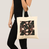 Tote Bag Délicates oeillets roses avec fleurs Feuilles vert (Devant (produit))