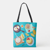 Tote Bag Délicieux petit déjeuner Pancakes Oeufs Café (Dos)