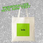 Tote Bag Demande de demoiselle d'honneur Green Girl Summer<br><div class="desc">Avec une boîte vert néon vibrant avec un texte noir élégant,  cette boîte est parfaite pour une demande de demoiselle d'honneur tendance y2k.</div>