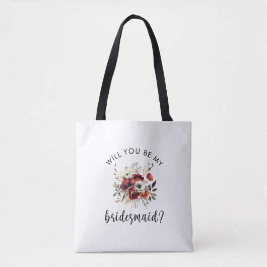 Tote Bag Demande de témoin Fleurs et note sincère (Devant)