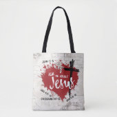 Tote Bag DEMANDEZ À PROPOS DE JÉSUS Gospel tendance Graffit (Devant)