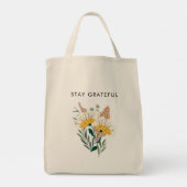 Tote Bag Demeurez Grateful Aesthétique Floral Affirmation C (Dos)