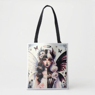 Tote Bag Demi ange démon beauté sombre fée à l'aile brisée