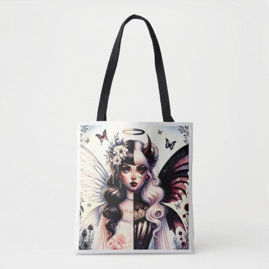 Tote Bag Demi-Angel Devil Dark Beauty Broché Wing Fairy (Devant)