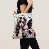 Tote Bag Demi-Angel Devil Dark Beauty Broché Wing Fairy (De près)
